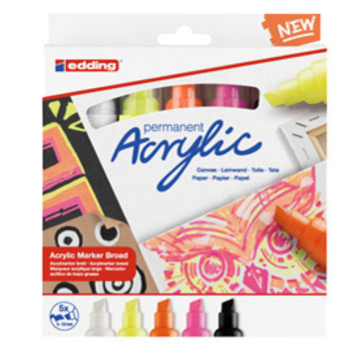 Astuccio 5 marcatori acrilici Edding 5000 broad neon